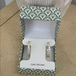 NANETTE LAPORE  Gold Hoop CZ Earrings NEW IN BOX